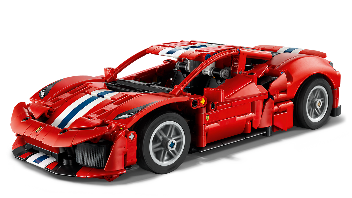 LEGO Technic 42235 Auto Ferrari 488 PISTA, Macchina Giocattolo con Motore V8, Sterzo e Differenziale, Regalo per Bambini 9+