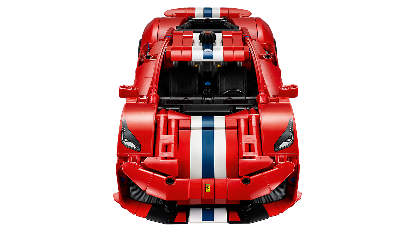 LEGO Technic 42235 Auto Ferrari 488 PISTA, Macchina Giocattolo con Motore V8, Sterzo e Differenziale, Regalo per Bambini 9+