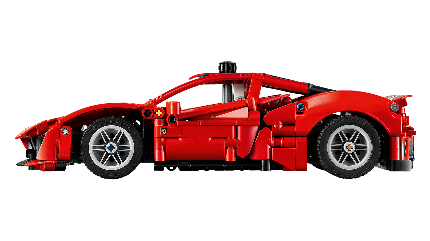 LEGO Technic 42235 Auto Ferrari 488 PISTA, Macchina Giocattolo con Motore V8, Sterzo e Differenziale, Regalo per Bambini 9+