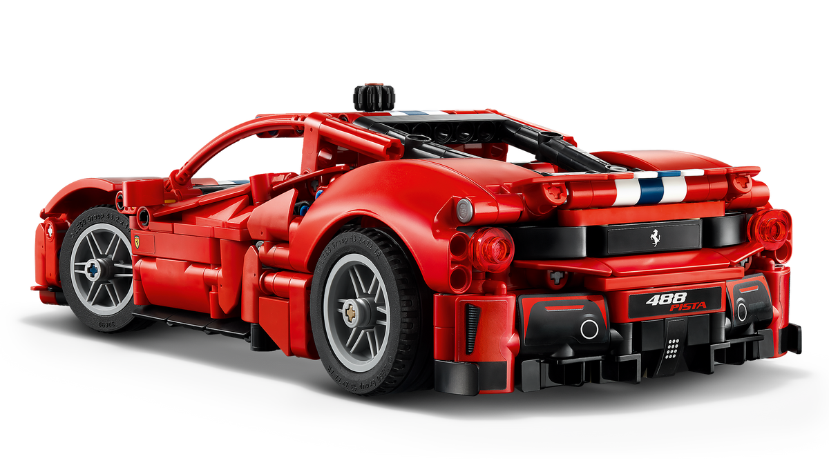 LEGO Technic 42235 Auto Ferrari 488 PISTA, Macchina Giocattolo con Motore V8, Sterzo e Differenziale, Regalo per Bambini 9+