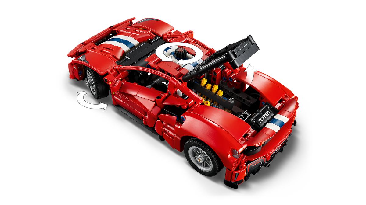 LEGO Technic 42235 Auto Ferrari 488 PISTA, Macchina Giocattolo con Motore V8, Sterzo e Differenziale, Regalo per Bambini 9+