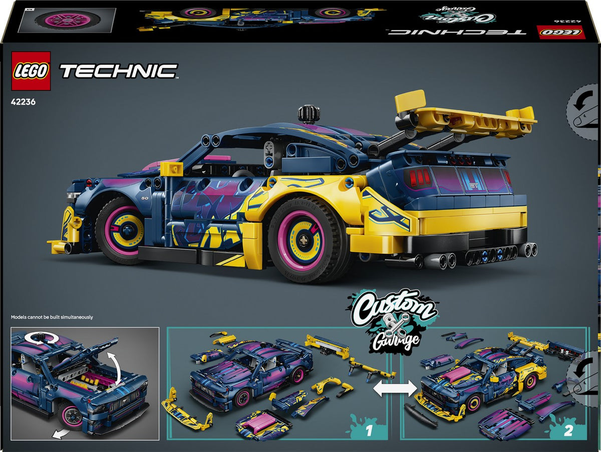 LEGO Technic 42236 Auto Ford Mustang GT Custom Garage GT, Giocattolo con Motore V8, Sterzo HOG, Parti Intercambiabili, da 10+