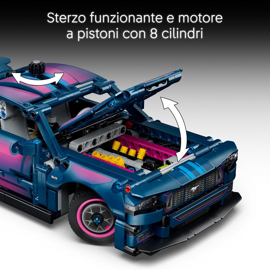 LEGO Technic 42236 Auto Ford Mustang GT Custom Garage GT, Giocattolo con Motore V8, Sterzo HOG, Parti Intercambiabili, da 10+