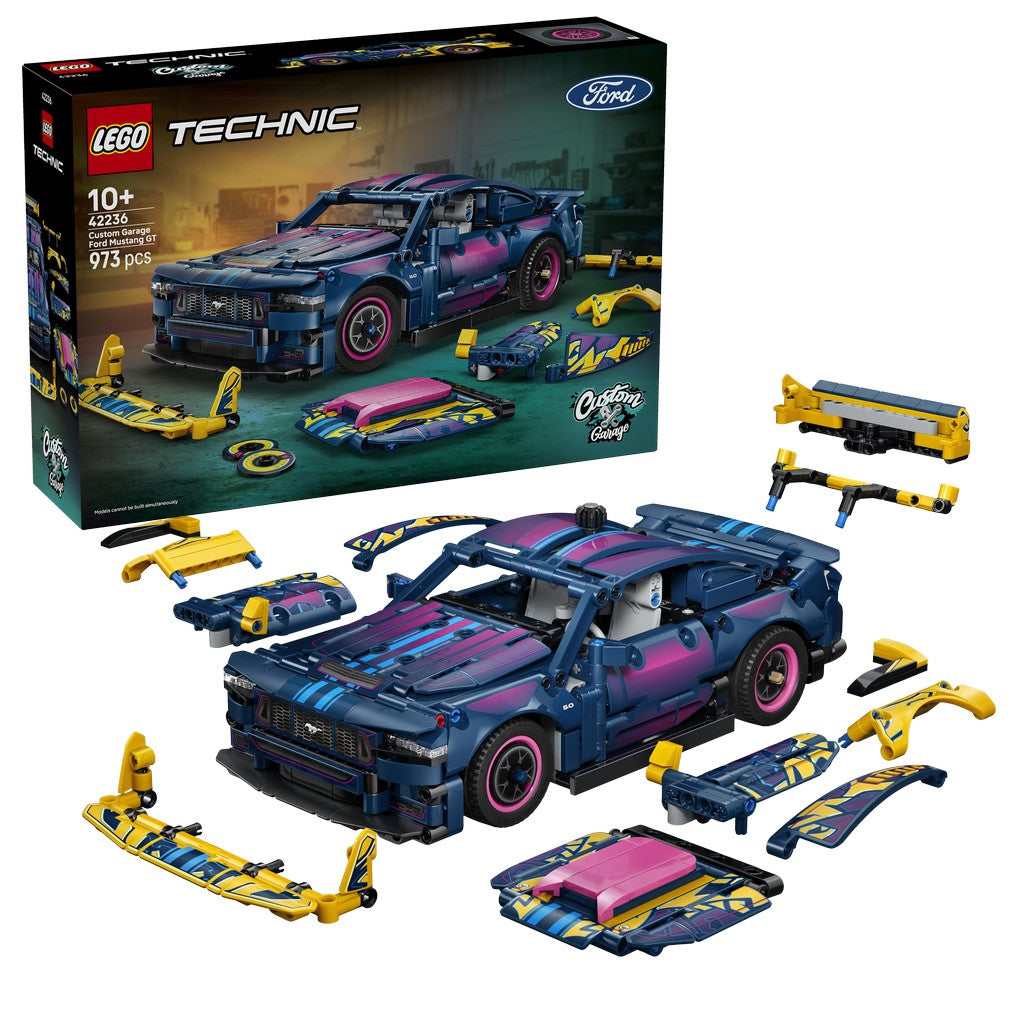 LEGO Technic 42236 Auto Ford Mustang GT Custom Garage GT, Giocattolo con Motore V8, Sterzo HOG, Parti Intercambiabili, da 10+