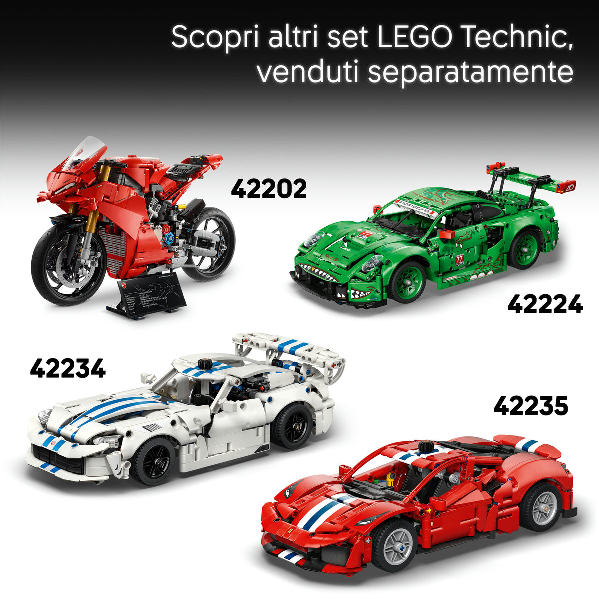 LEGO Technic 42238 Moto Ducati Desmo450 MX Factory, Kit di Modellismo con Moto Giocattolo da Collezione, Regalo Bambini 10+