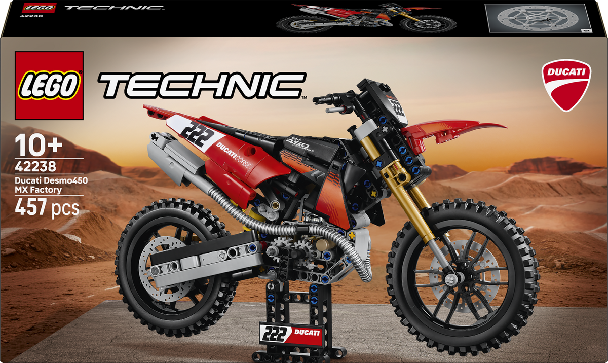 LEGO Technic 42238 Moto Ducati Desmo450 MX Factory, Kit di Modellismo con Moto Giocattolo da Collezione, Regalo Bambini 10+