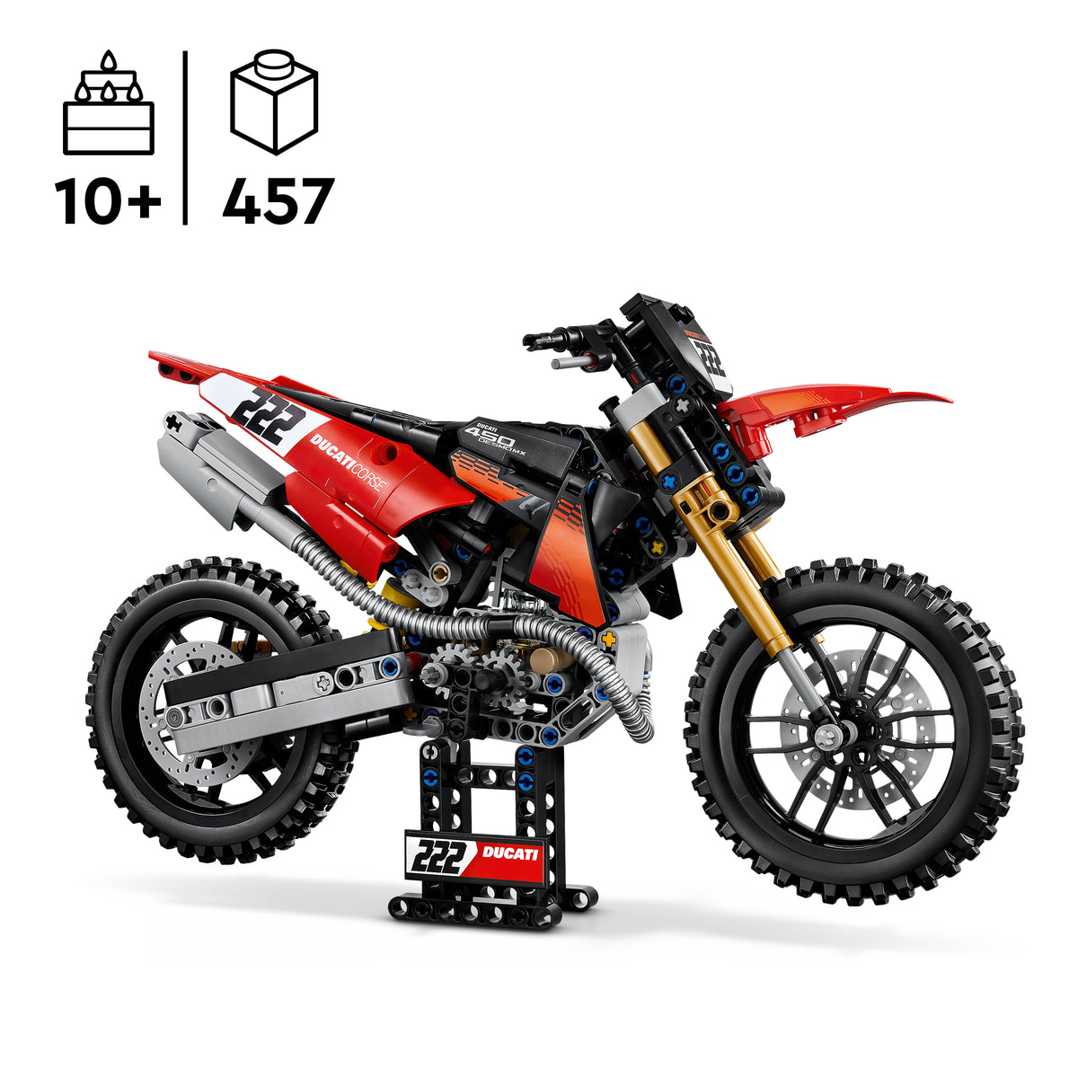 LEGO Technic 42238 Moto Ducati Desmo450 MX Factory, Kit di Modellismo con Moto Giocattolo da Collezione, Regalo Bambini 10+