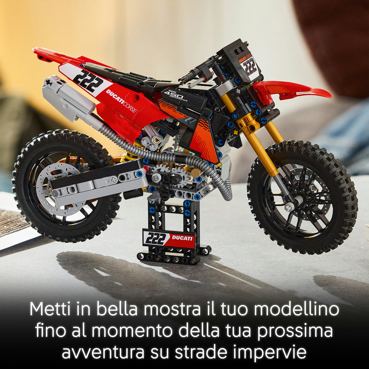 LEGO Technic 42238 Moto Ducati Desmo450 MX Factory, Kit di Modellismo con Moto Giocattolo da Collezione, Regalo Bambini 10+