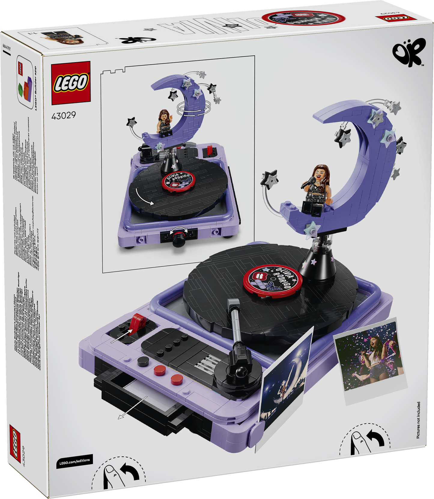 LEGO Editions 43029 La Mezzaluna del Concerto di Olivia Rodrigo, Kit con Giradischi, Vinile e Minifigure, Regalo da 14+ Anni