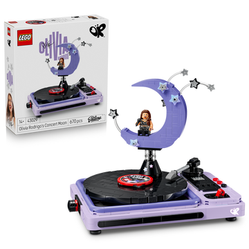 LEGO Editions 43029 La Mezzaluna del Concerto di Olivia Rodrigo, Kit con Giradischi, Vinile e Minifigure, Regalo da 14+ Anni