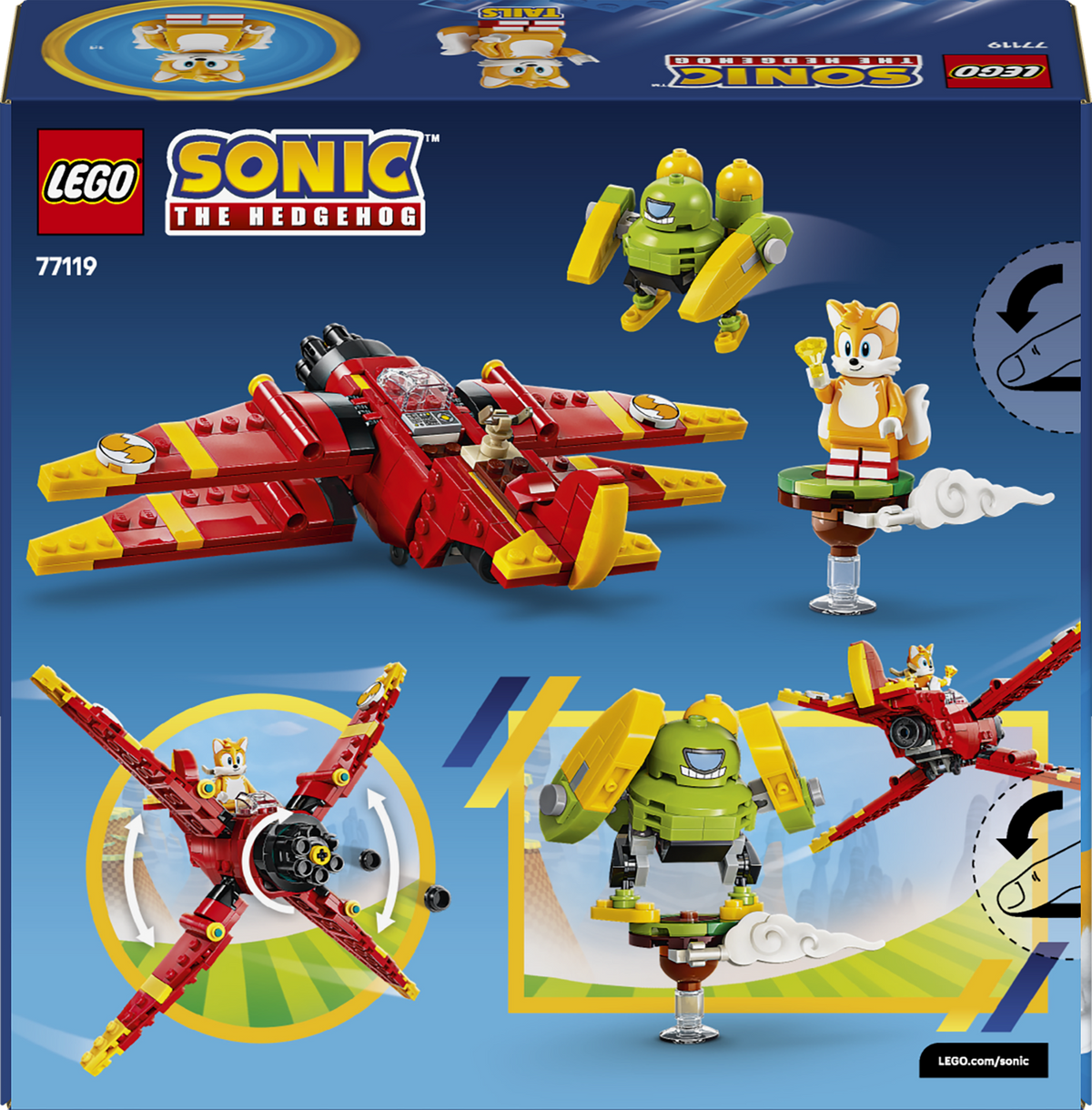 LEGO Sonic the Hedgehog 77119 Tornado-1 di Tails, Aereo Giocattolo con 2 Personaggi e Smeraldo del Caos, Regalo per Gamer 8+