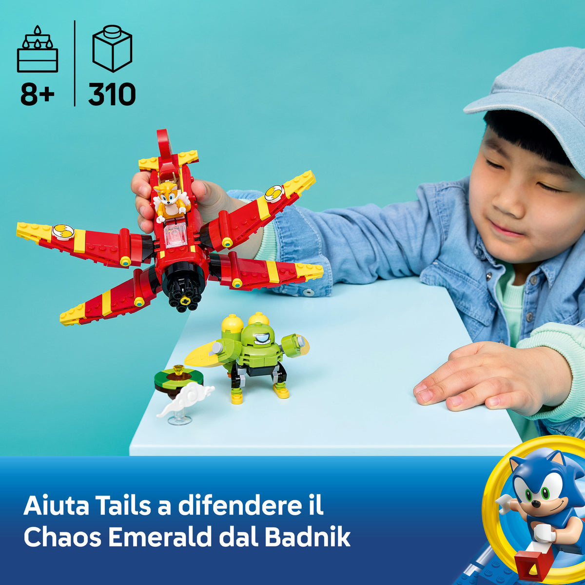 LEGO Sonic the Hedgehog 77119 Tornado-1 di Tails, Aereo Giocattolo con 2 Personaggi e Smeraldo del Caos, Regalo per Gamer 8+