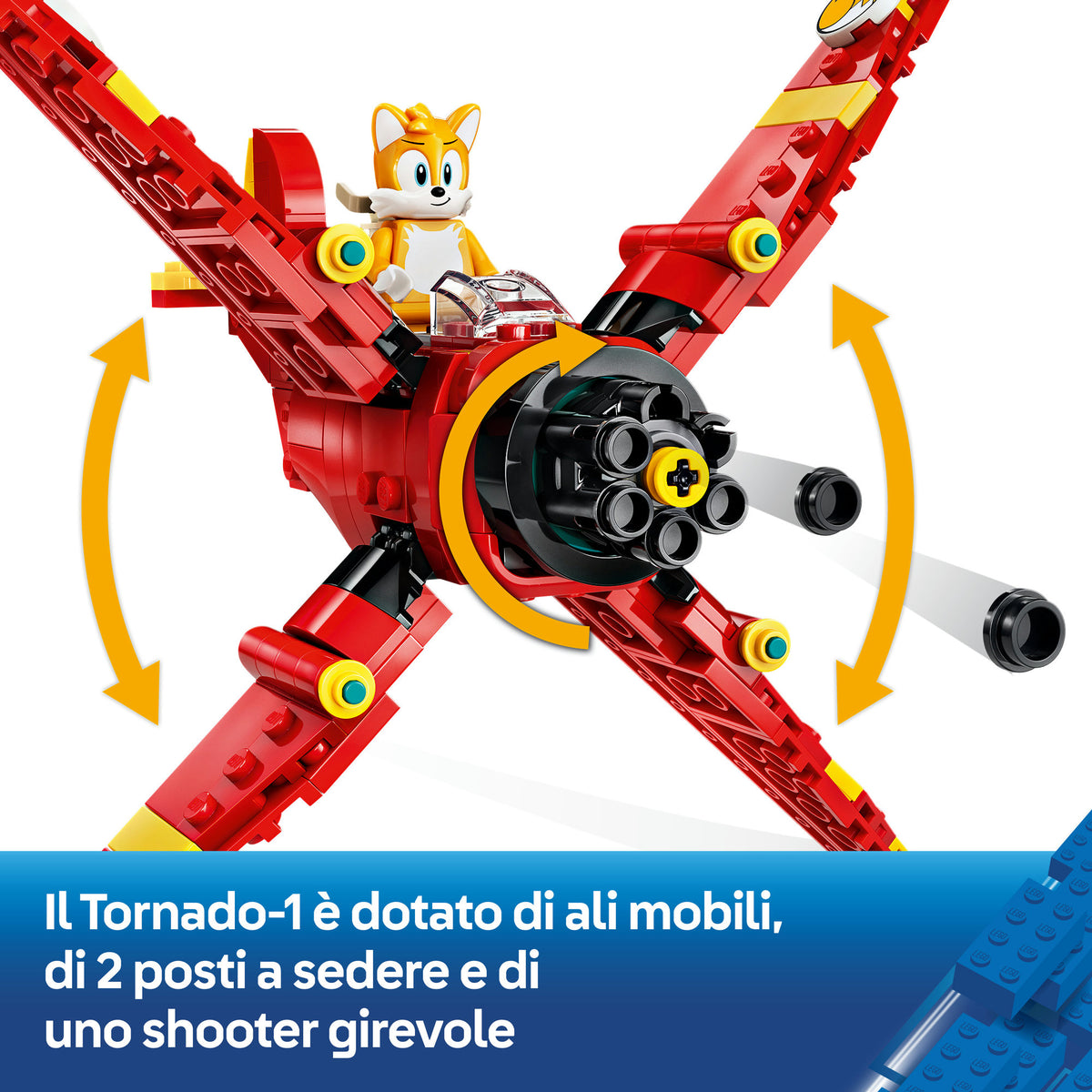 LEGO Sonic the Hedgehog 77119 Tornado-1 di Tails, Aereo Giocattolo con 2 Personaggi e Smeraldo del Caos, Regalo per Gamer 8+