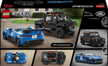 LEGO Speed Champions 77264 Jaguar Project 7 e Land Rover Defender, Set con 2 Macchine Giocattolo e 2 Minifigure, Regalo 10+
