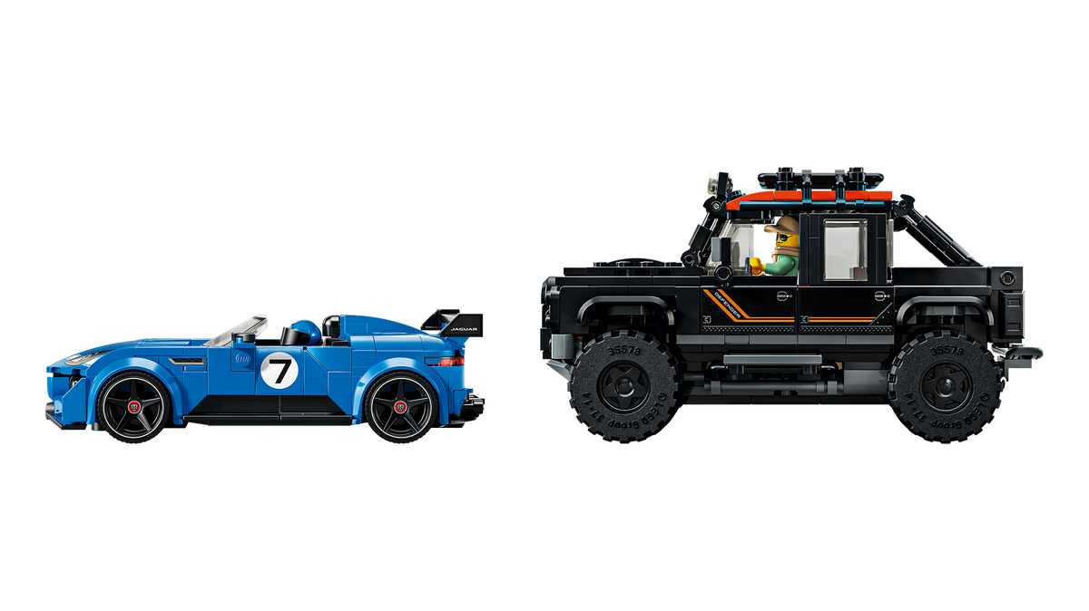 LEGO Speed Champions 77264 Jaguar Project 7 e Land Rover Defender, Set con 2 Macchine Giocattolo e 2 Minifigure, Regalo 10+