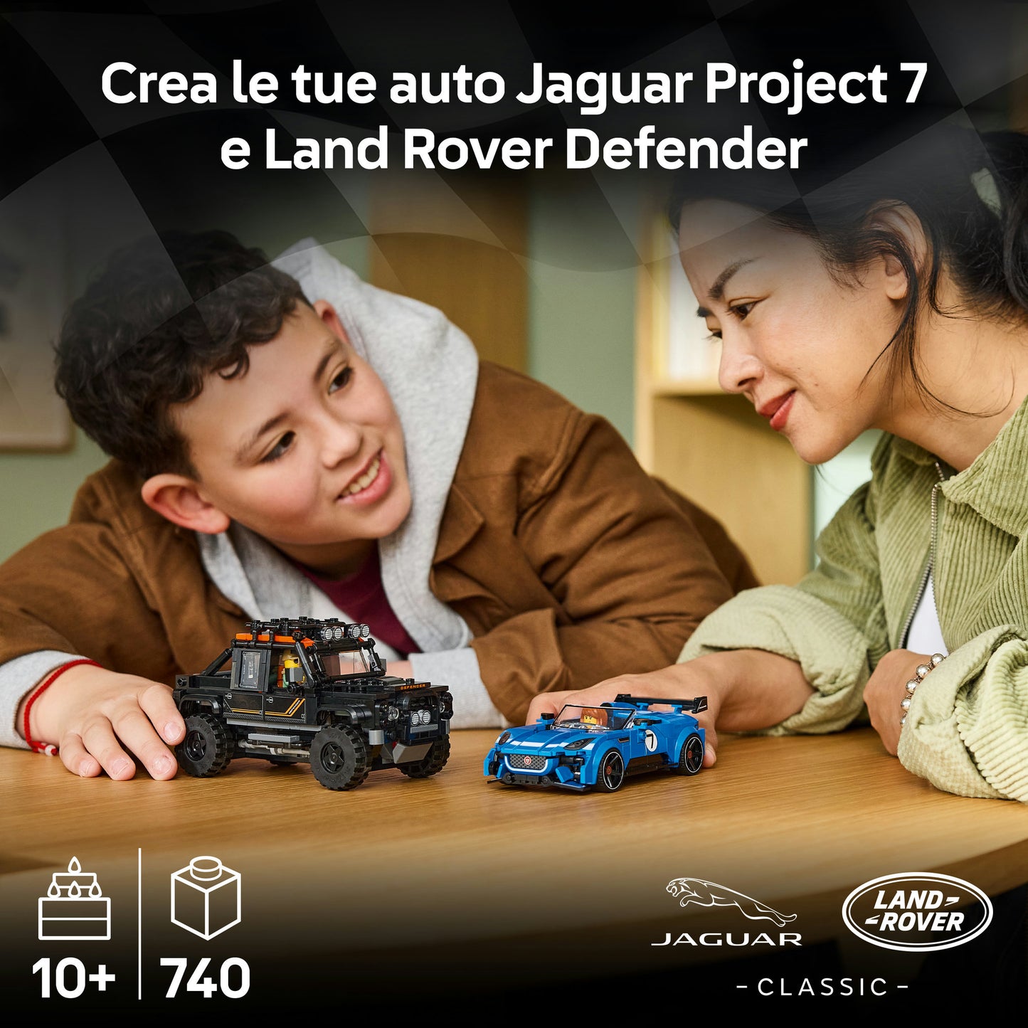 LEGO Speed Champions 77264 Jaguar Project 7 e Land Rover Defender, Set con 2 Macchine Giocattolo e 2 Minifigure, Regalo 10+