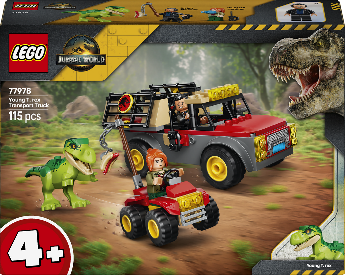 LEGO Jurassic World 77978 Camion da Trasporto per il Giovane T. Rex, Giocattolo con Dinosauro, ATV e 2 Minifigure, Regalo 4+
