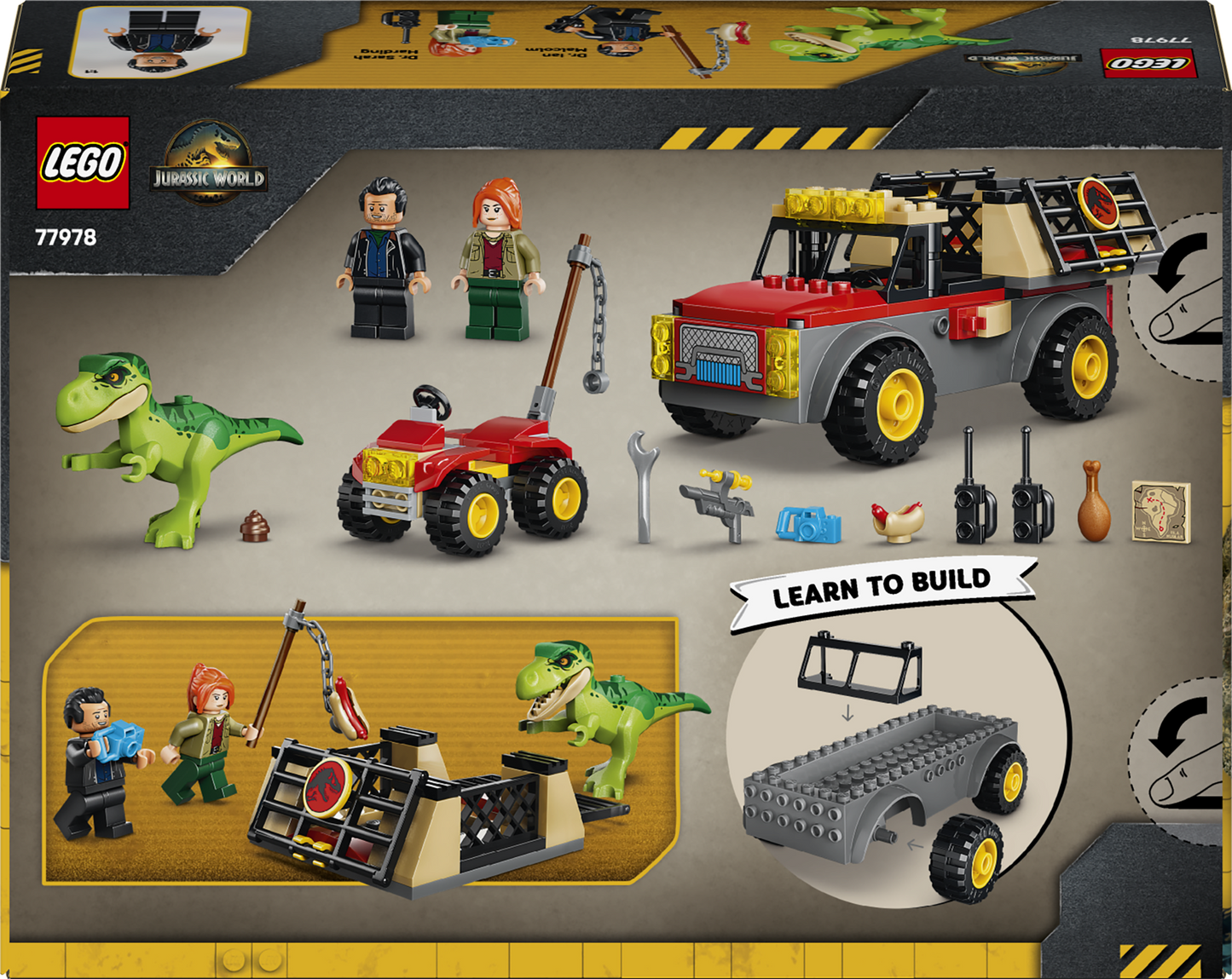 LEGO Jurassic World 77978 Camion da Trasporto per il Giovane T. Rex, Giocattolo con Dinosauro, ATV e 2 Minifigure, Regalo 4+