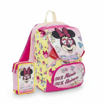 SCHOOLPACK SEVEN MINNIE PINK VIBES ZAINO + ASTUCCIO IN COORDINATO