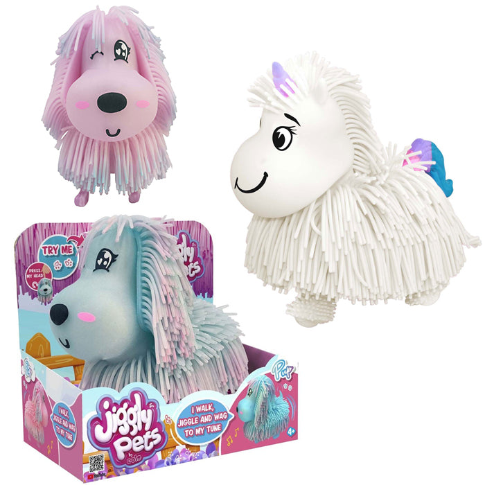 Jiggly Pets Cagnolino Interattivo Rosa/Bianco/Celeste con Musica