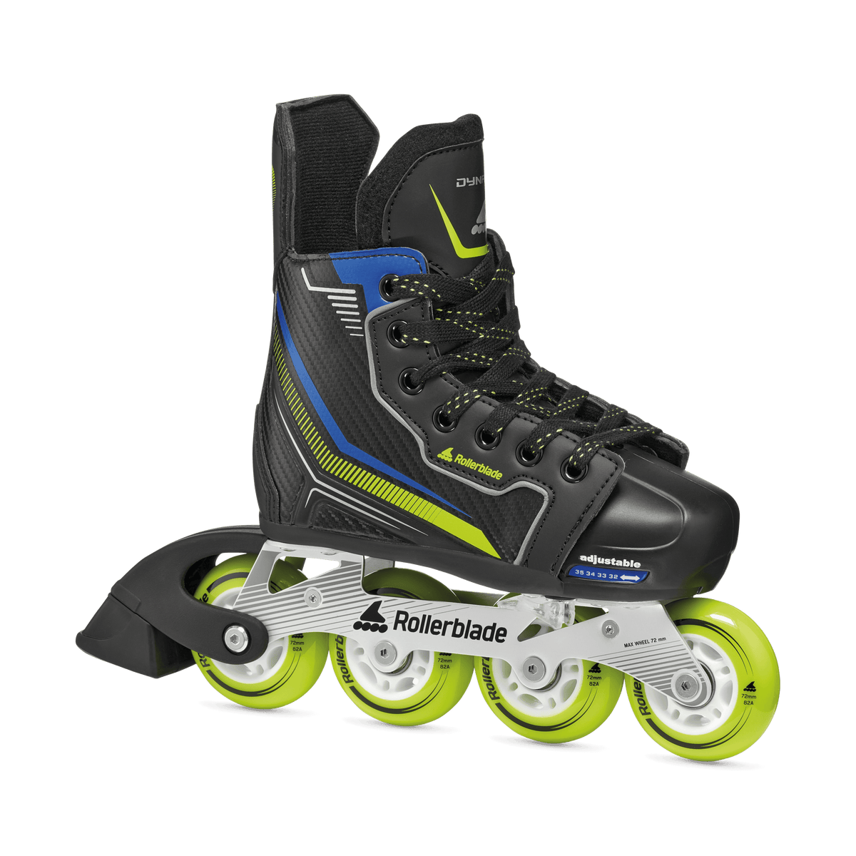 Rollerblade Dynamo Black/Lime/Blue – Pattini in Linea Junior Regolabili 32-35