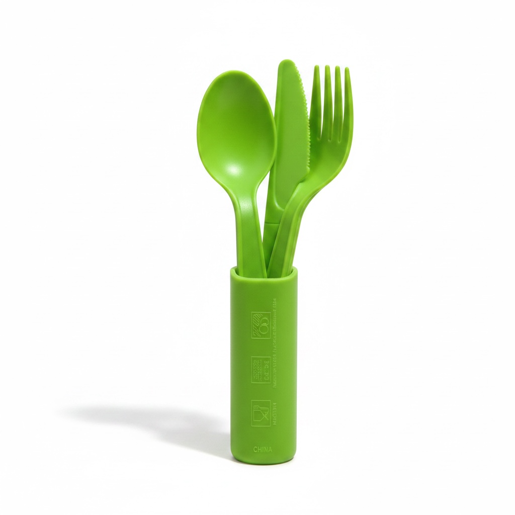 Set Posate Scuola Verde 3 Pezzi in Plastica