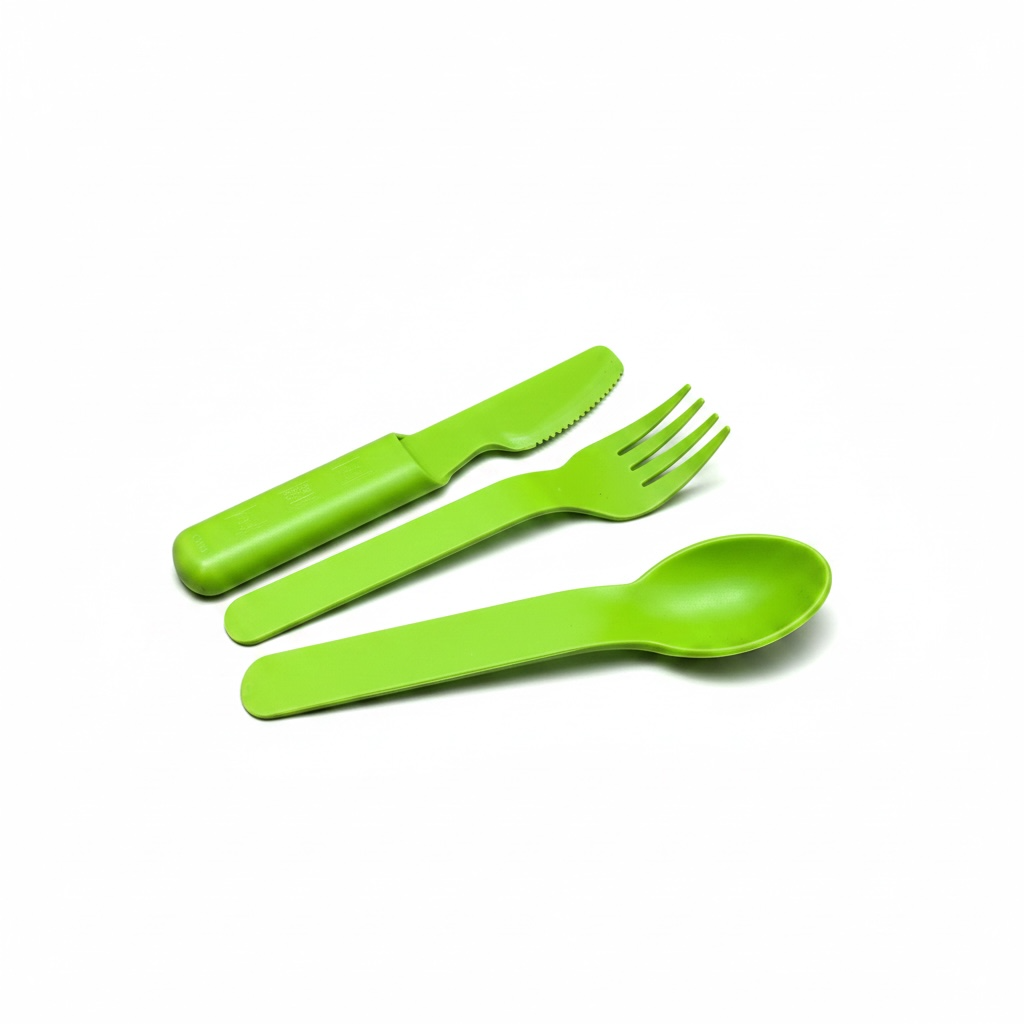 Set Posate Scuola Verde 3 Pezzi in Plastica