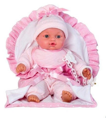 BAMBOLA CON COPERTINA ROSA CM.28