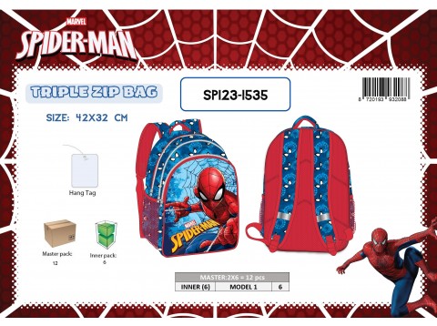 ZAINO 3 ZIP SPIDERMAN