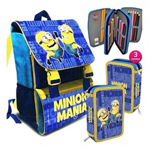 ZAINO E ASTUCCIO TRIPLO MINIONS