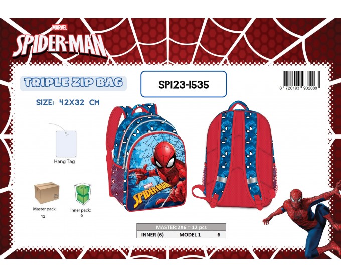 ZAINO 3 ZIP SPIDERMAN