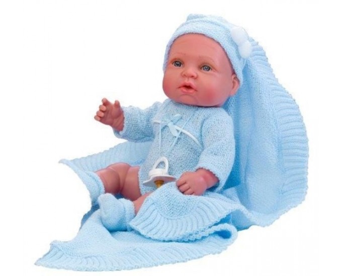 BAMBOLA CON COPERTINA AZZURRA 33CM