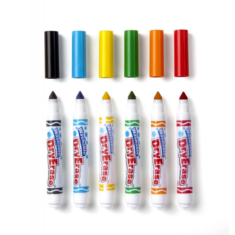 Crayola Washable - pennarelli 6 colori assortiti per lavagne bianche